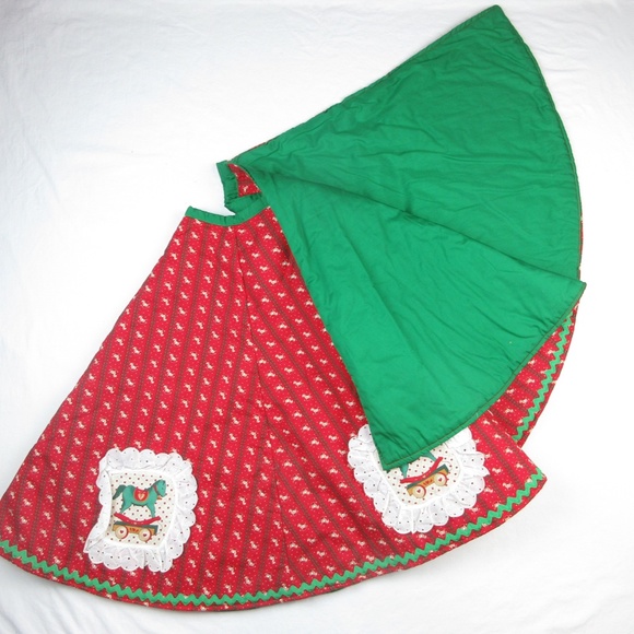 Vintage Tree Skirt, Handmade Quilt Rocking Horse - Picture 2 of 3
